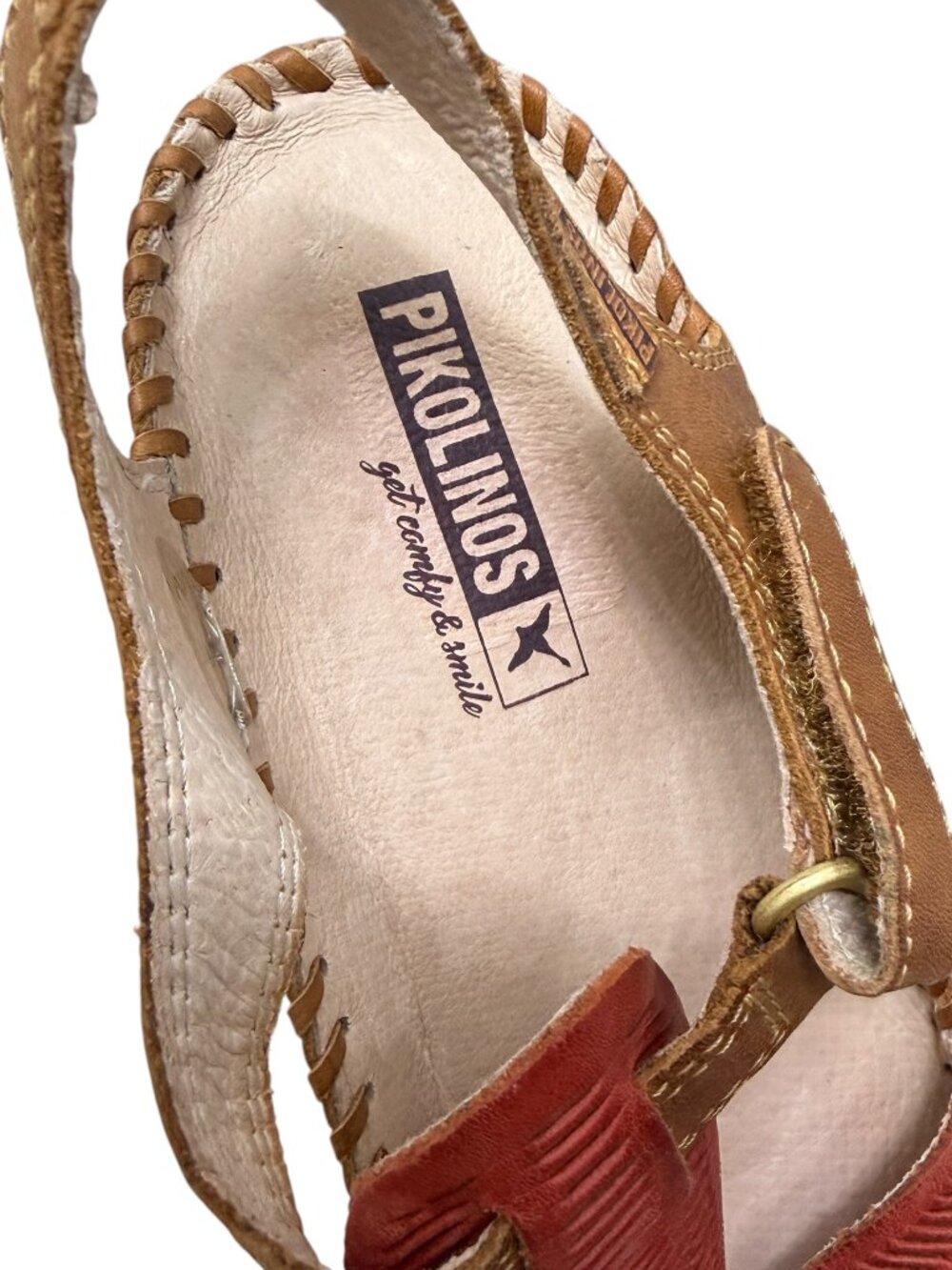 Pikolinos Puerto Vallarta Coral Leather T Strap Women's Sandals Size 7 / 37 - Picture 8 of 10